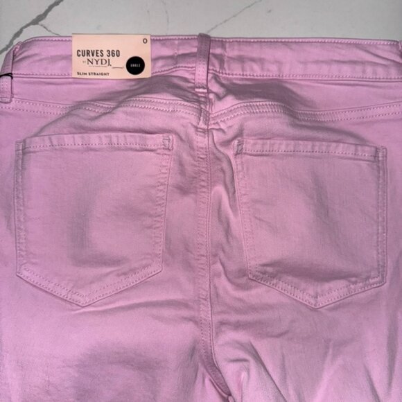 NYDJ Pink Lady Slim Straight Side Slit Jeans Curve 360 0 NWT - Picture 2 of 6